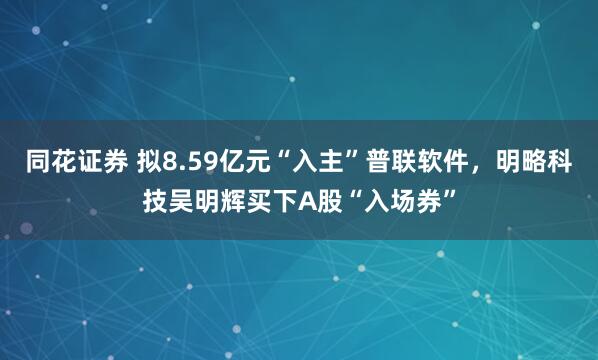 同花证券 拟8.59亿元“入主”普联软件，明略科技吴明辉买下A股“入场券”